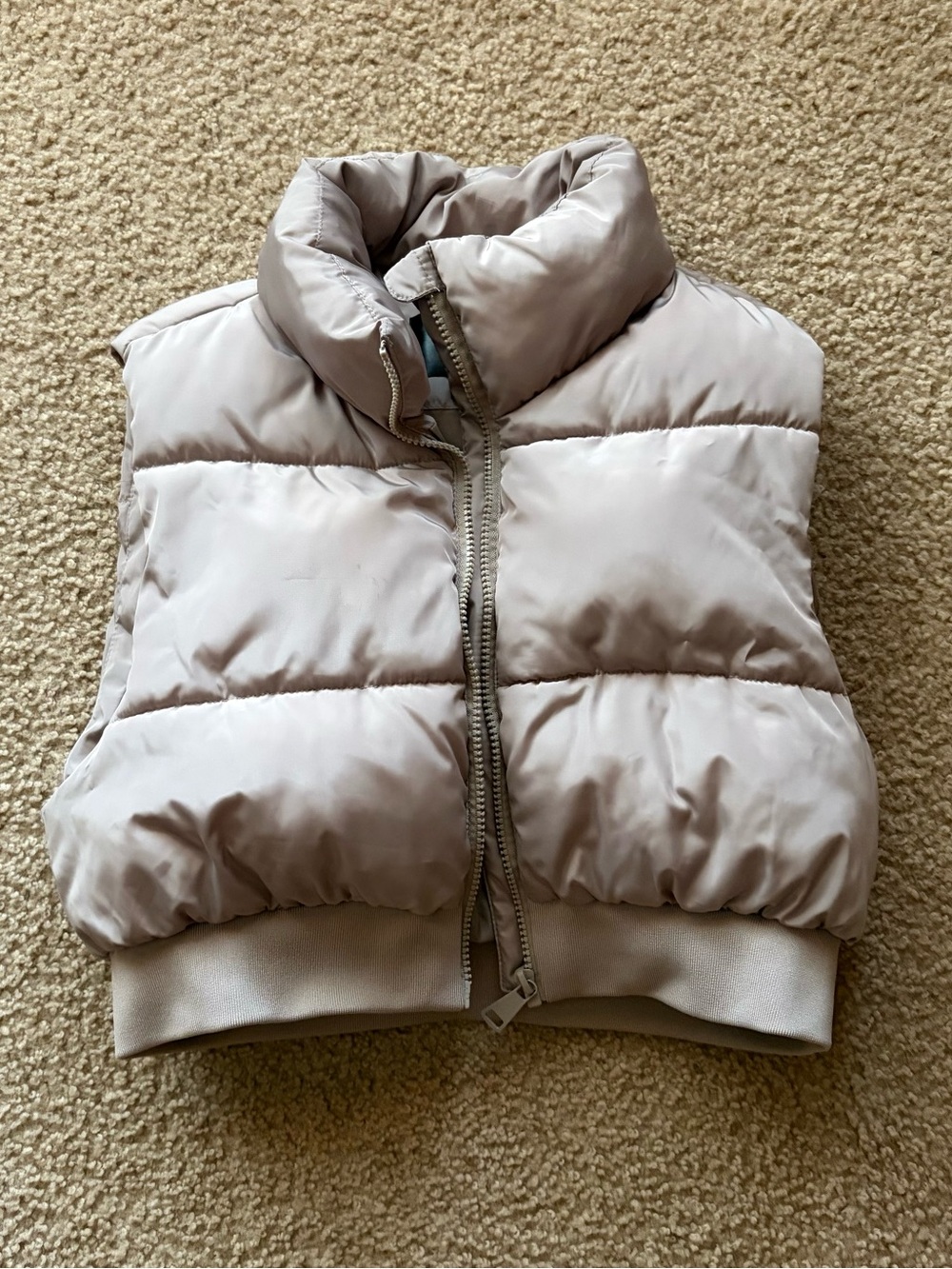 Puffer Vest in Light Taupe - Women's Sleeveless Jacket